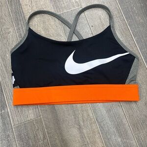 Nike Women's Black and Orange Sports Bra Size Medium